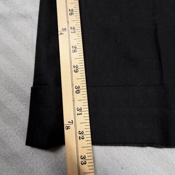 Josef Pants Womens 8 Black Linen Viscose Wide Leg Cuffed Hem Dress Trousers - Picture 10 of 11